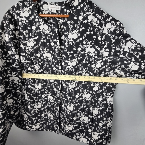COLDWATER CREEK Floral Structured Jacket Blazer Crew Neck Black White Womens 24 - Picture 12 of 15